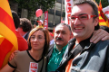 Paco López y Julia Delgado, de la Secció Sindical con el compañero Pepe Álvarez en la pasada manifestación del 1º de Mayo